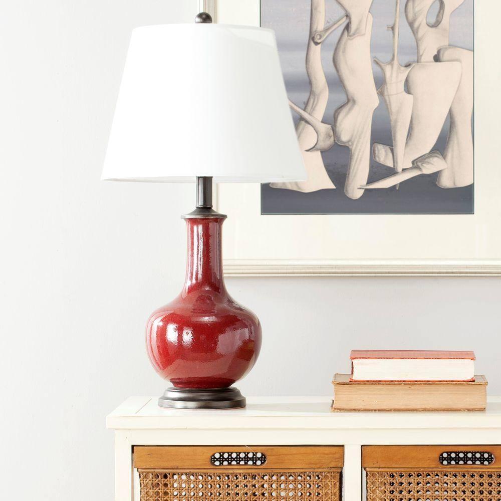 Carolanne Ceramic Lamp (Set of 2) - Red - Safavieh