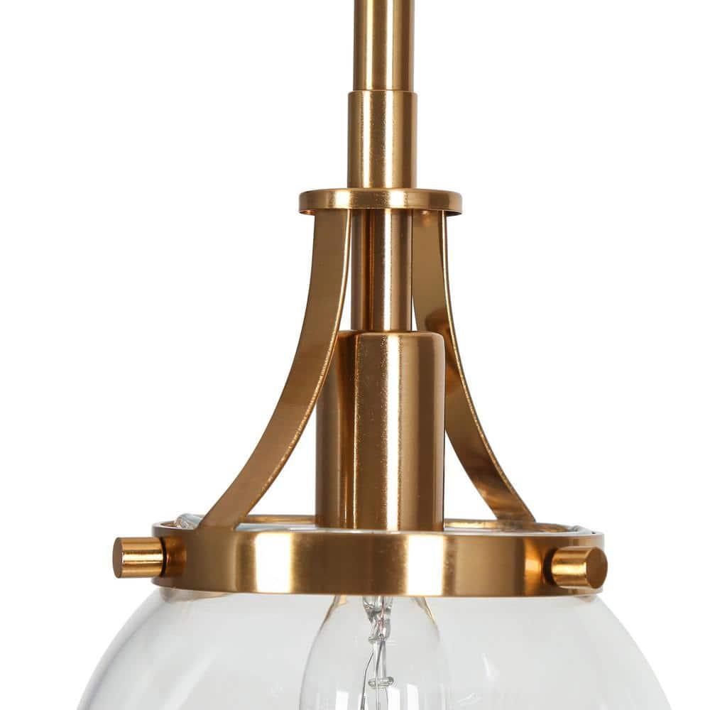 LNC Capensis 1-Light Matte Black and Polished Gold Clear Glass Globe LED Mini Indoor Kitchen Island Light: UL Listed, Adjustable Height