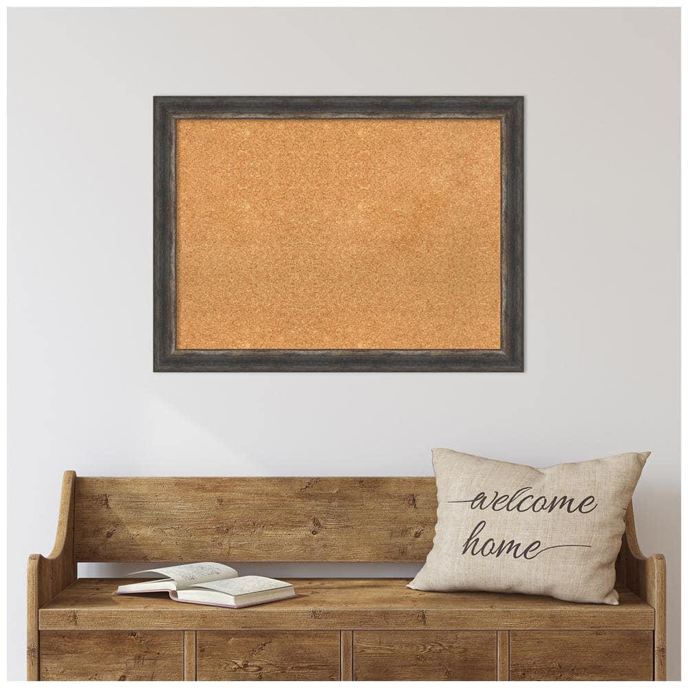 Amanti Art Natural Cork Board Framed Bark Rustic Char Narrow Bulletin Board 31 in. x 23 in.