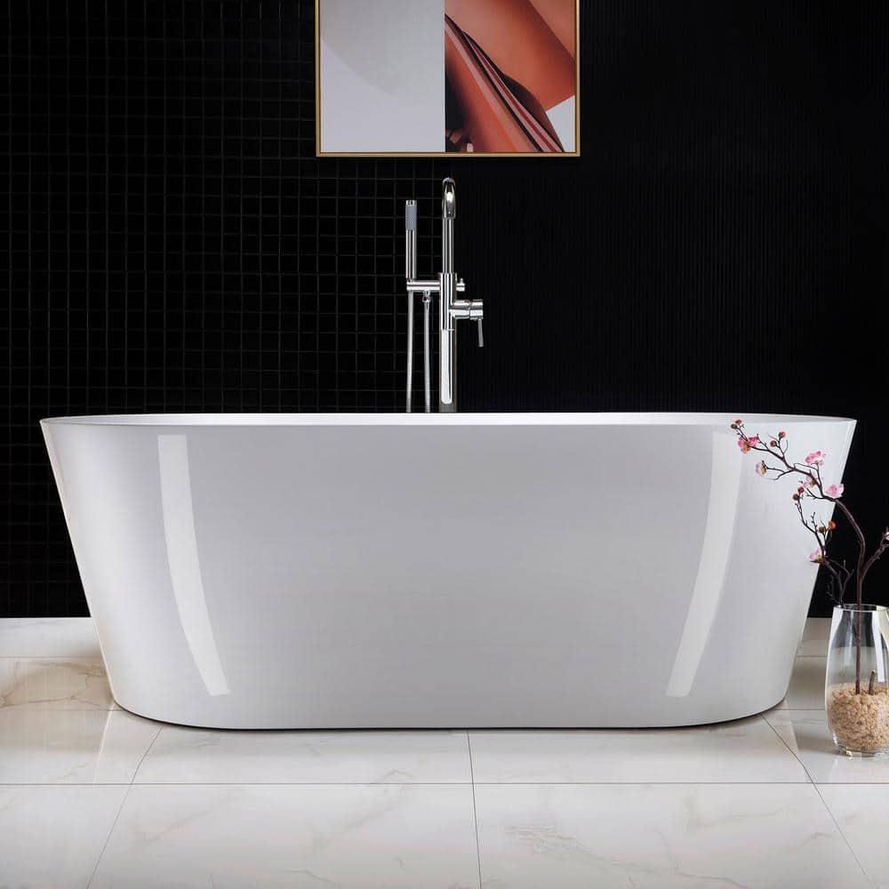 67" x 32" Freestanding Soaking Acrylic Bathtub