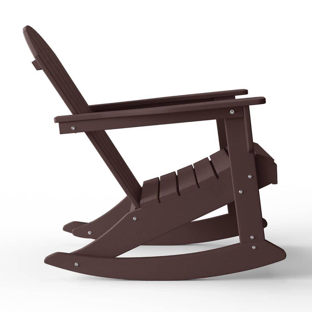 Polytrends  Laguna Hdpe All Weather Outdoor Patio Rocking Chair Dark Brown