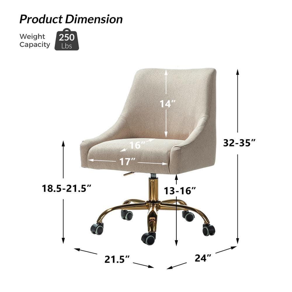 HULALA HOME Carina Modern Upholstery Task Chair with Golden Base by  Tan