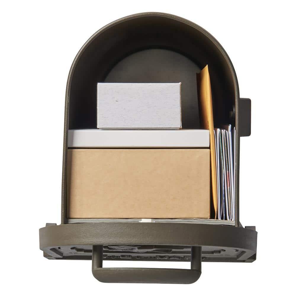 Gibraltar Mailboxes Arlington Classic Galvanized Steel Post Mount Bronze Mailbox