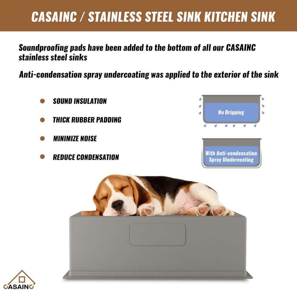 CASAINC 30" L X 19" W Single Bowl Stainless Steel Undermount Kitchen Sink With Faucet