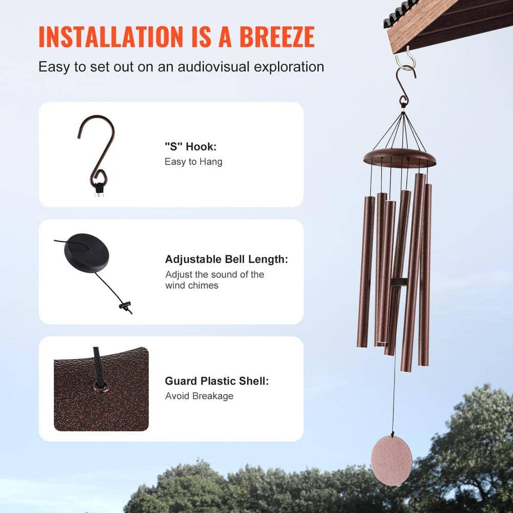 VEVOR 45" Memorial Wind Chimes for Outside - Professional Deep Tone Gift for Mother's Day, Father's Day, Birthdays, D Key Tuned Outdoor Chimes with Bronze Finish, Sympathy Gift for Loss of Loved One