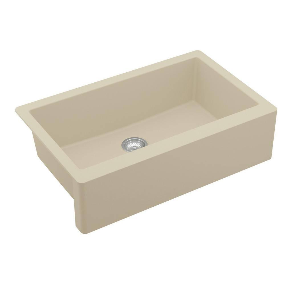Karran Farmhouse/Apron-Front Quartz Composite 34'' X 21-1/4'' Single Bowl Kitchen Sink