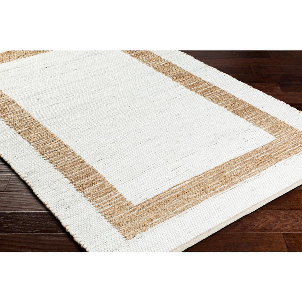 Ivory and Tan Handwoven Cotton Kids' Area Rug, 5' x 7'