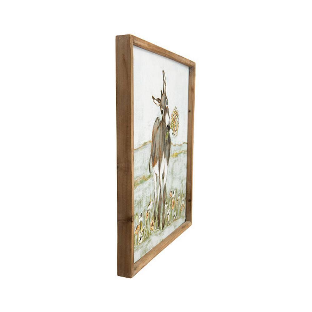 Creative Co-Op Donkey Wall Décor in Wood Frame