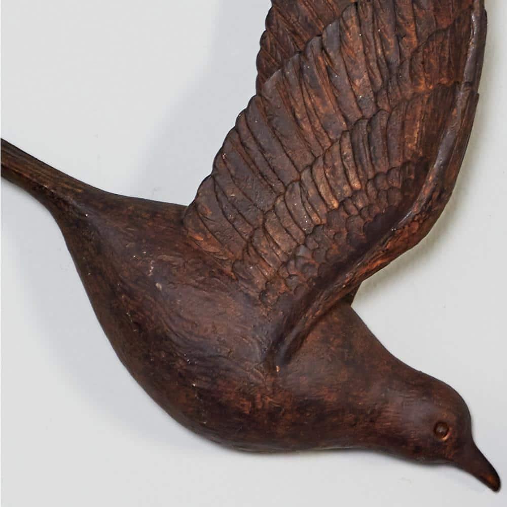 Polystone Bird Metallic 3D Sculpted Wall Decor Set of 3 Brown - Olivia & May: Ready to Hang, Coastal Style Decorative Sculptures