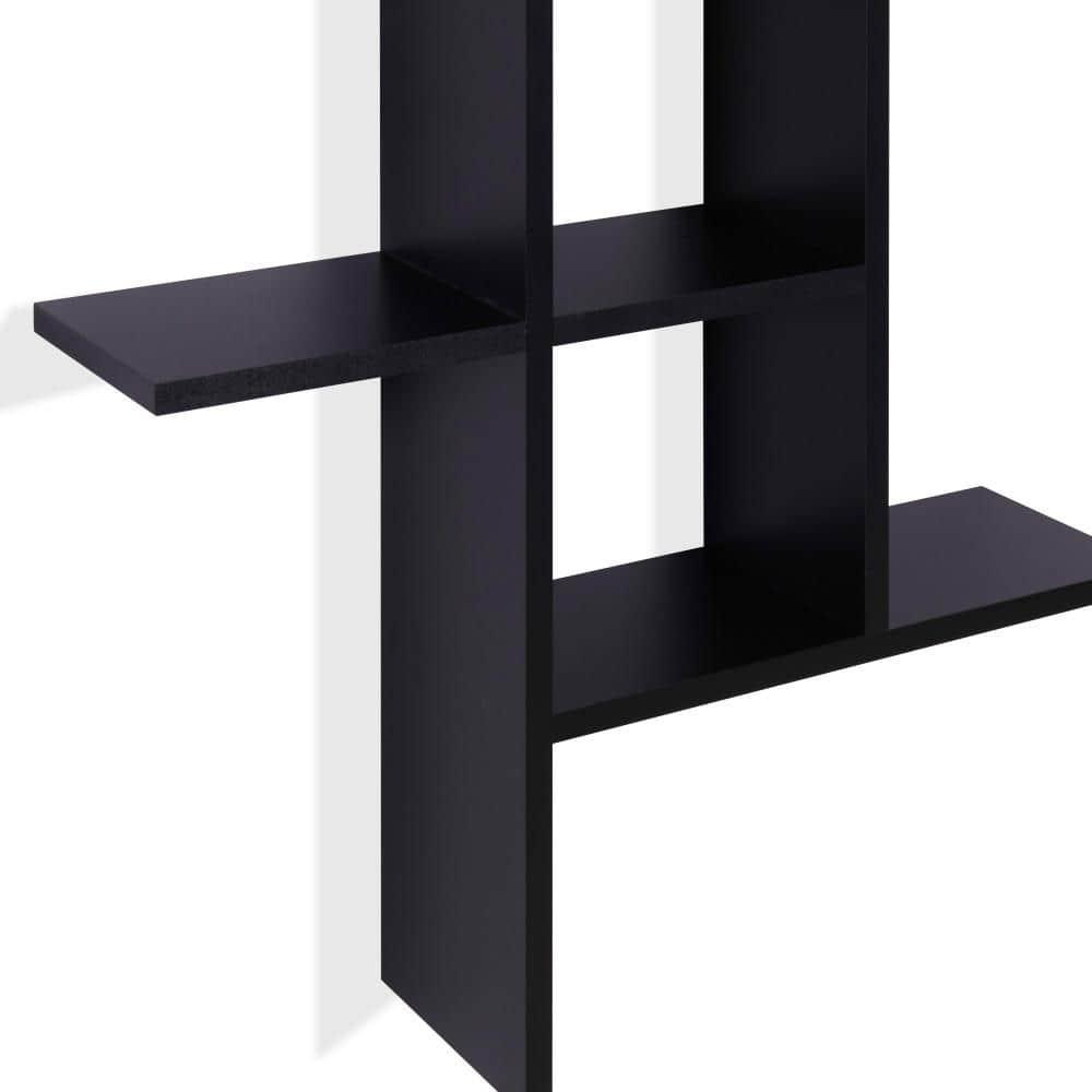 Danya B. 40" x 24" Cantilever Wall Shelf Black: Modern Laminated MDF, 4-Tier Storage, Includes Mounting Hardware