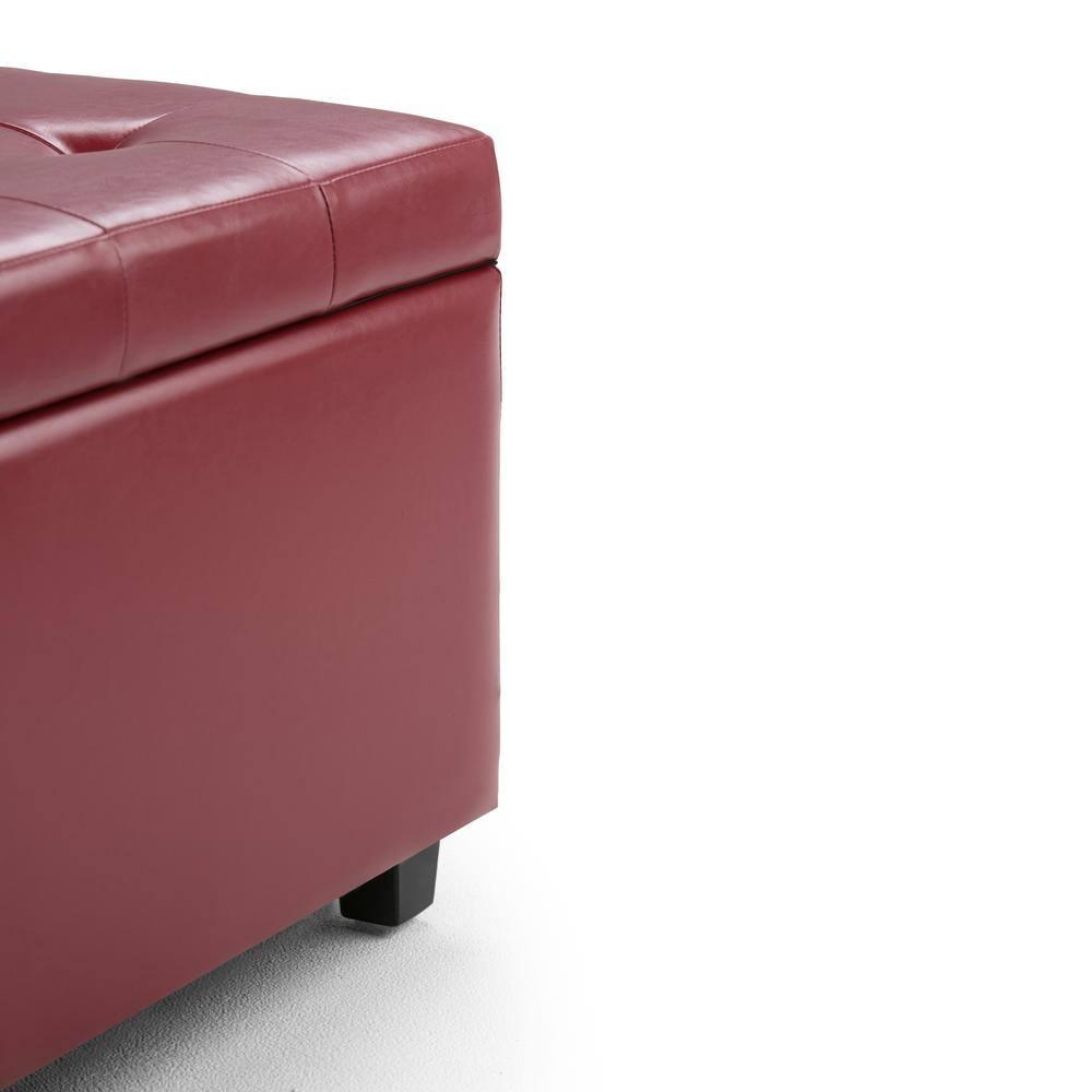 Simpli Home Cosmopolitan 34"W Upholstered Storage Ottoman with Tufted Design and Large Interior Storage