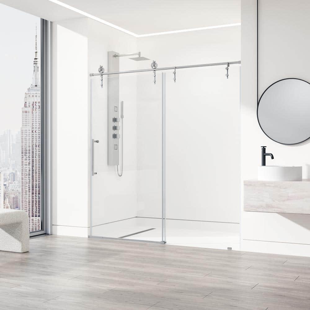 Hamilton 56-60" W x 78" H Sliding Frameless Shower Door with 3/8" Clear Glass