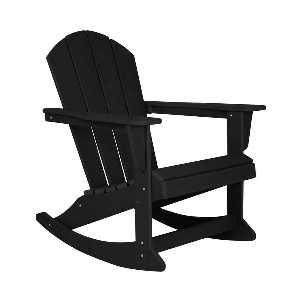 JUSTLET Plastic Adirondack Rocking Chair,HDPE All-Weather Outdoor Rocking Adirondack Chair for Porch, Patio, Balcony,Black