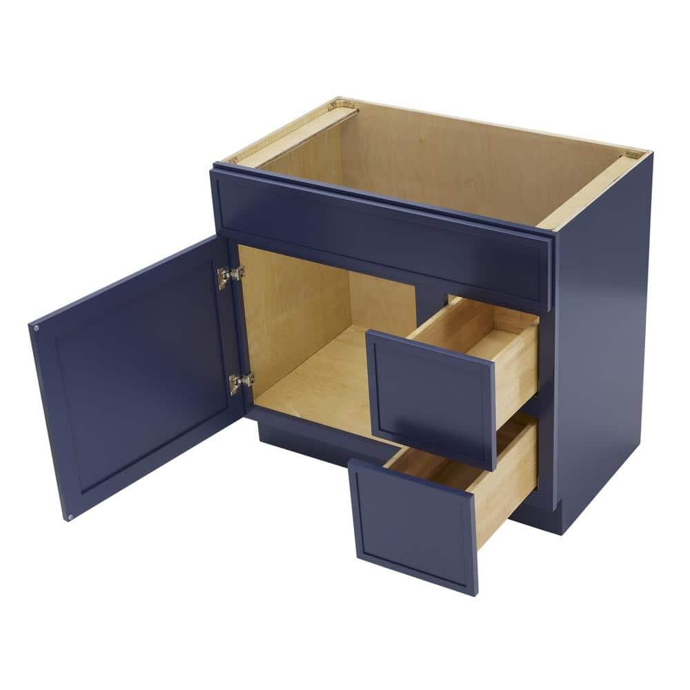 36" W Birch Plywood Freestanding Single Base 2 Drawers Storage Cabinet with Soft Close Door