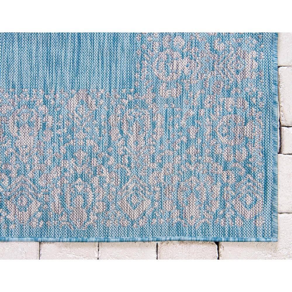 Unique Loom 7' 1 x 10' 0 Rectangle Indoor/Outdoor Border Aqua Area Rug