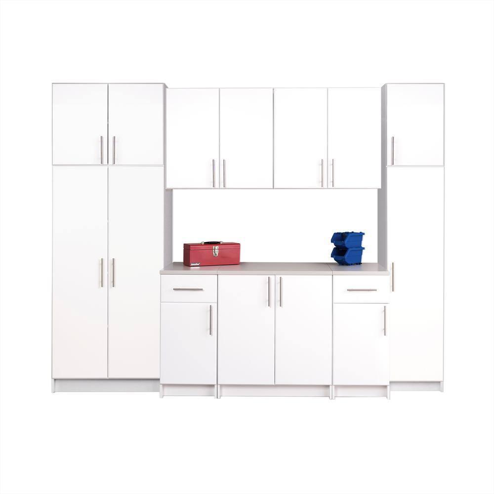112" Elite with 9 Storage Cabinet Set White - Prepac: Laminated Composite Wood, Adjustable Shelves