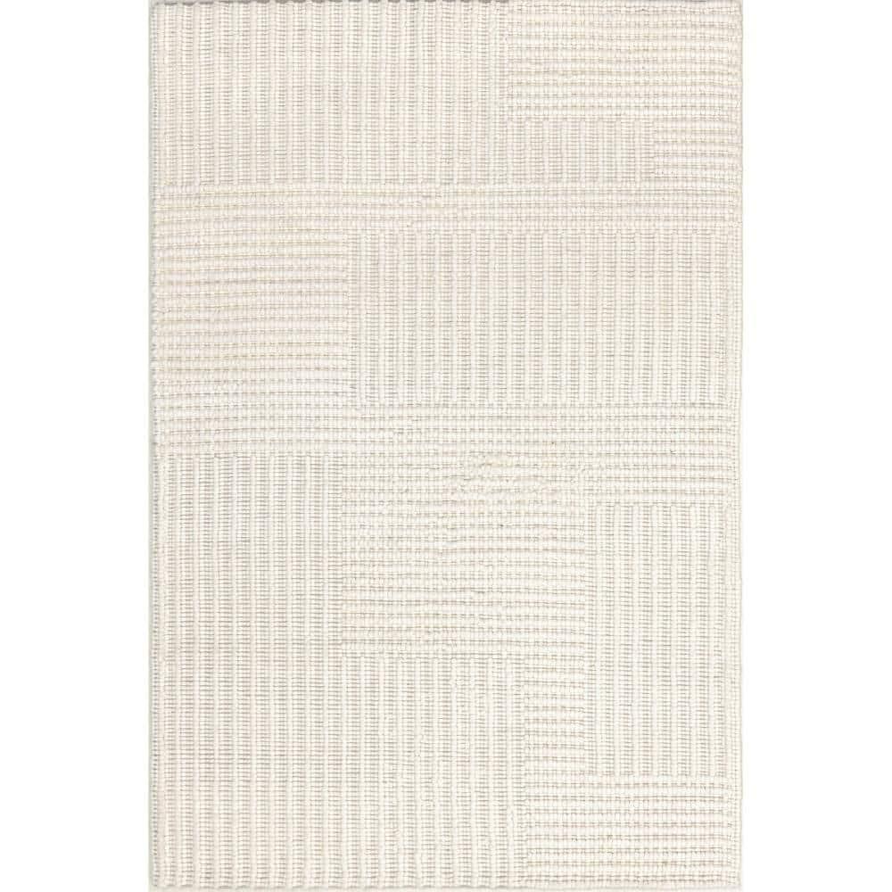 Nuloom Dorene Abstract 3x5 Wool Accent Indoor Area Rug for Living Room Bedroom Dining Room Entryway Kitchen, Ivory