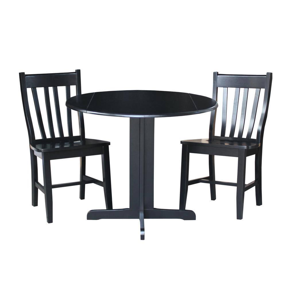 36" Dual Dining Drop Leaf Dining Table Black - International Concepts