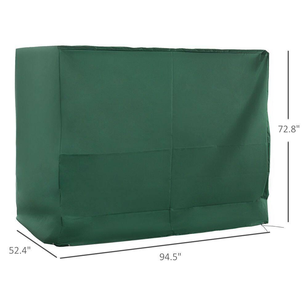 Outsunny 600D Oxford 3-Seater Patio Swing Cover Outdoor Swing Chair Cover Garden Furniture Cover Rain Protection Waterproof Anti-UV, Dark Green