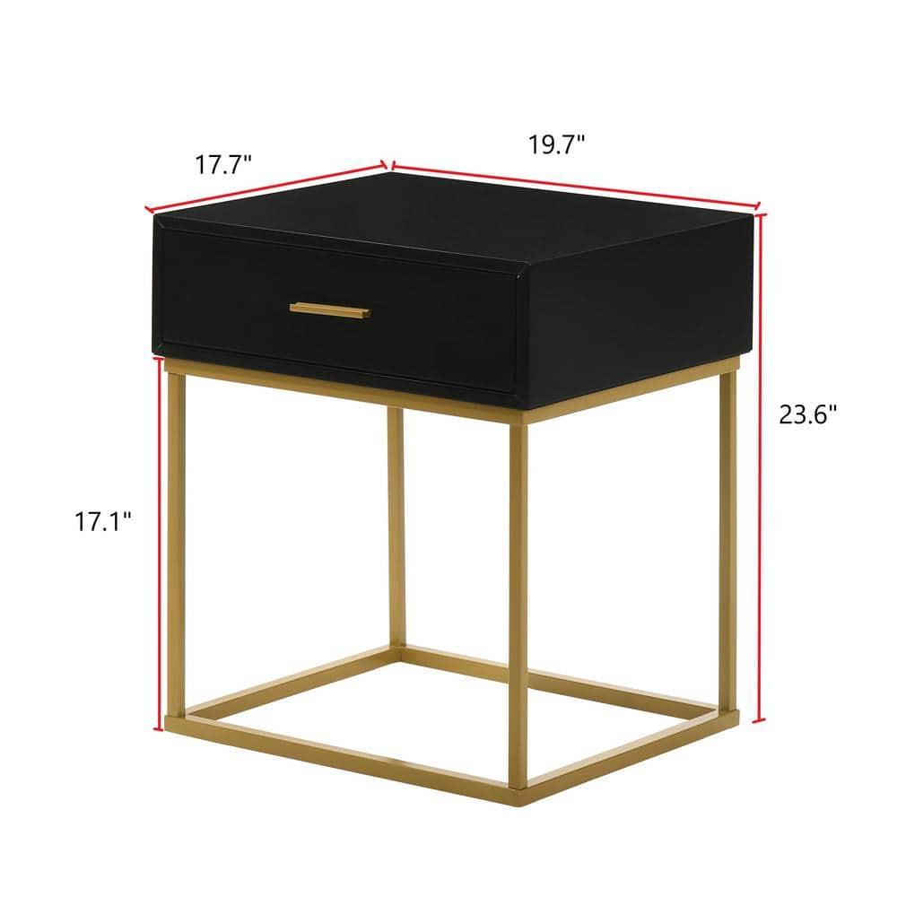 LuXeo LuXeo Catalina One Drawer Nightstand with Mustard Gold Legs