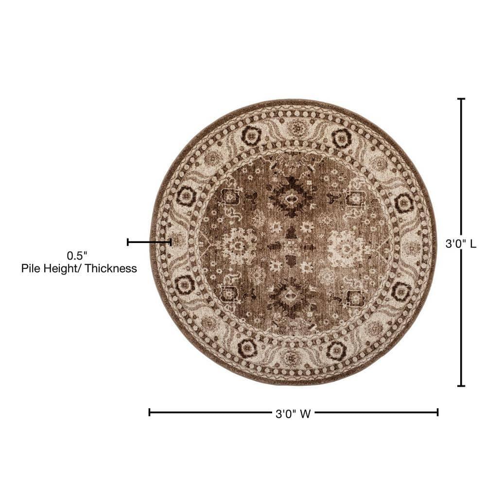 Vintage Hamadan VTH214 Power Loomed Area Rug - Taupe - 3' round - Safavieh.
