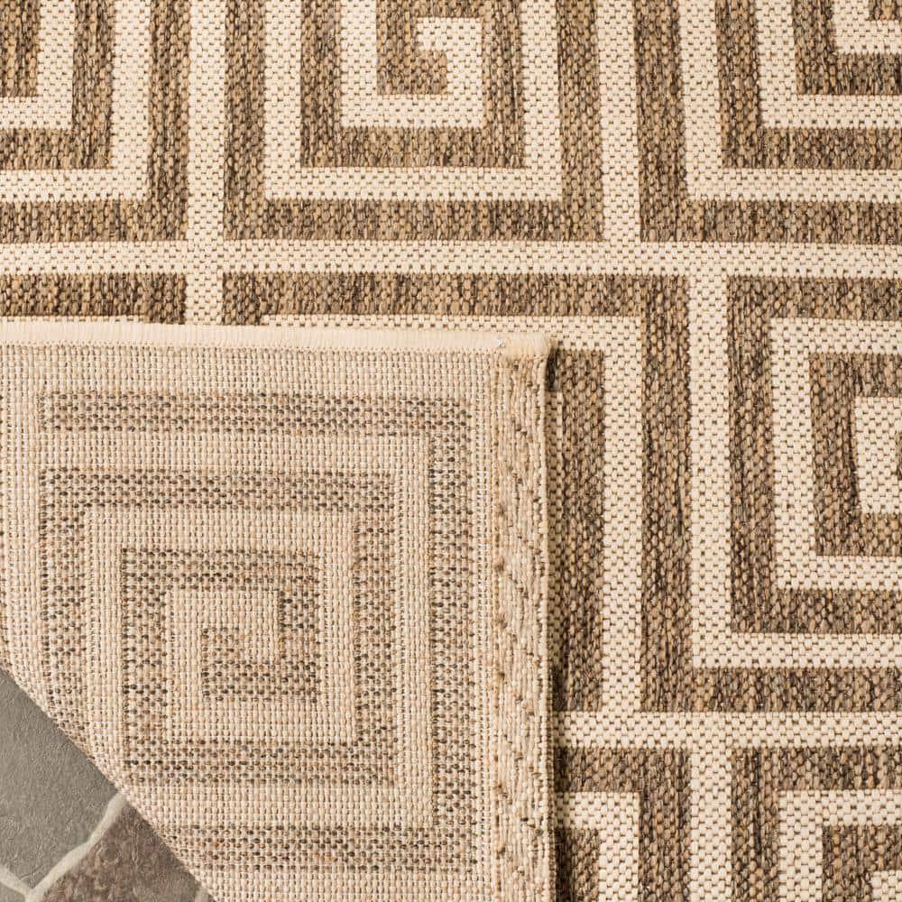 Mazie Geometric Beige 9' x 12' Easy-Care Outdoor Area Rug