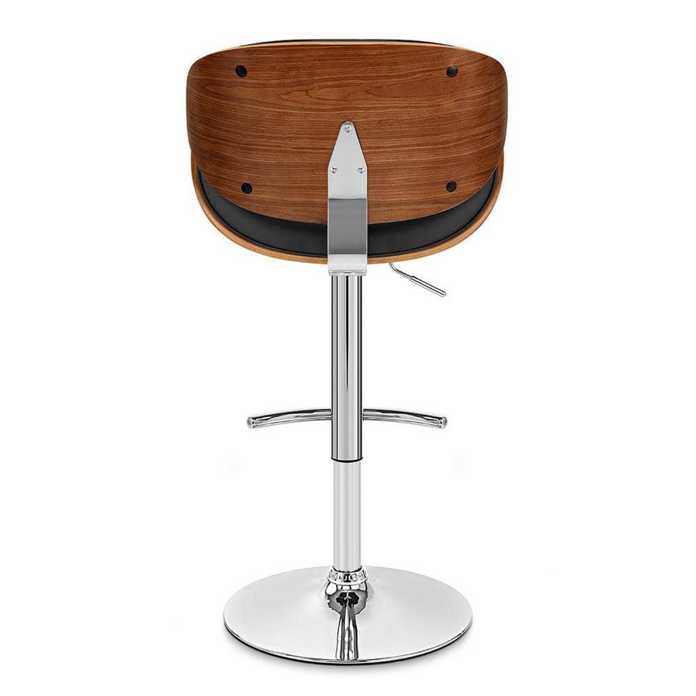 Armen Living Naples 34" Contemporary Faux Leather & Metal Bar Stool in Black