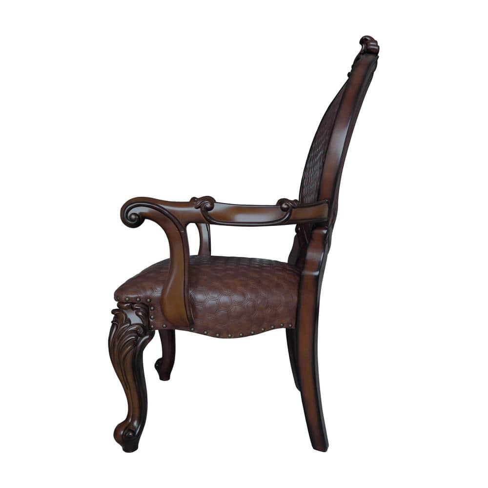 Acme Furniture Versailles 26" Dining Chairs Cherry Finish: Leather Upholstery, Nailhead Trim, No Assembly Required