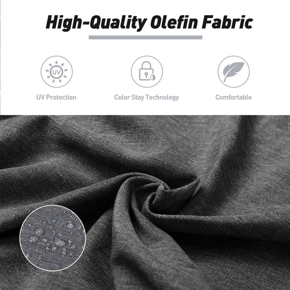 20.5 in. x 20.5 in. Outdoor High Back Chair Cushion with Adjustable Buckles and Ties in Charcoal Black (4-Pack)