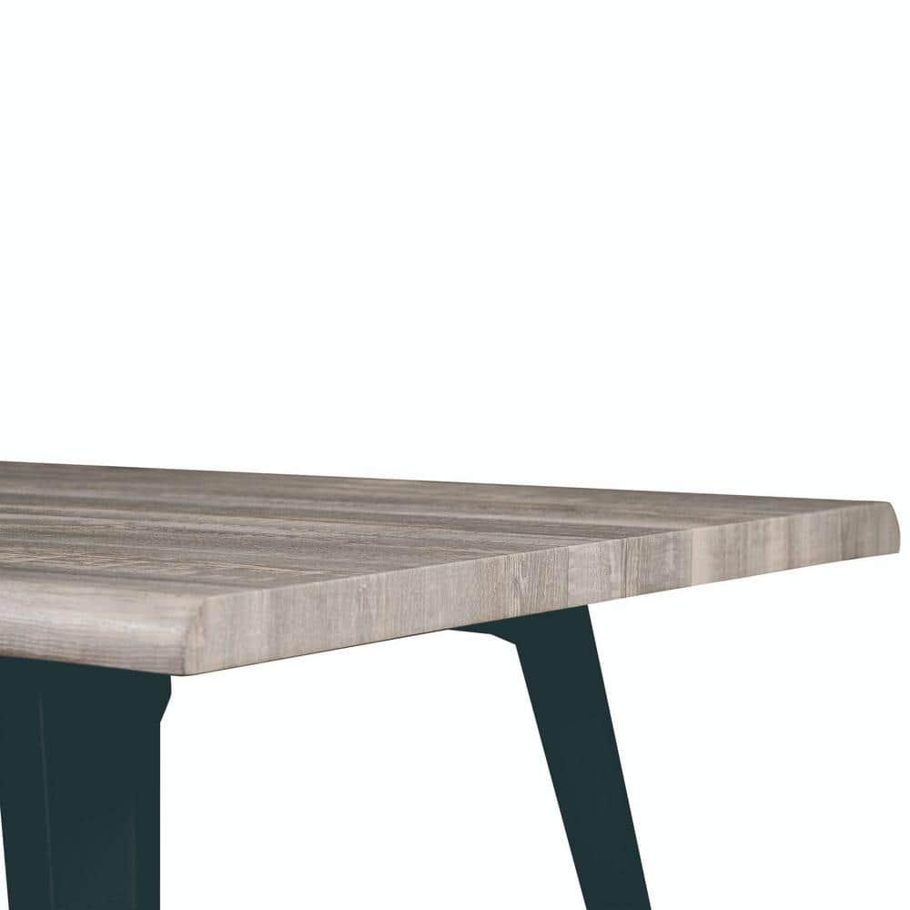 LeisureMod Ravenna Single Modern 63" Rectangular Dining Table with Wavy Edge Wood Top and Metal Legs