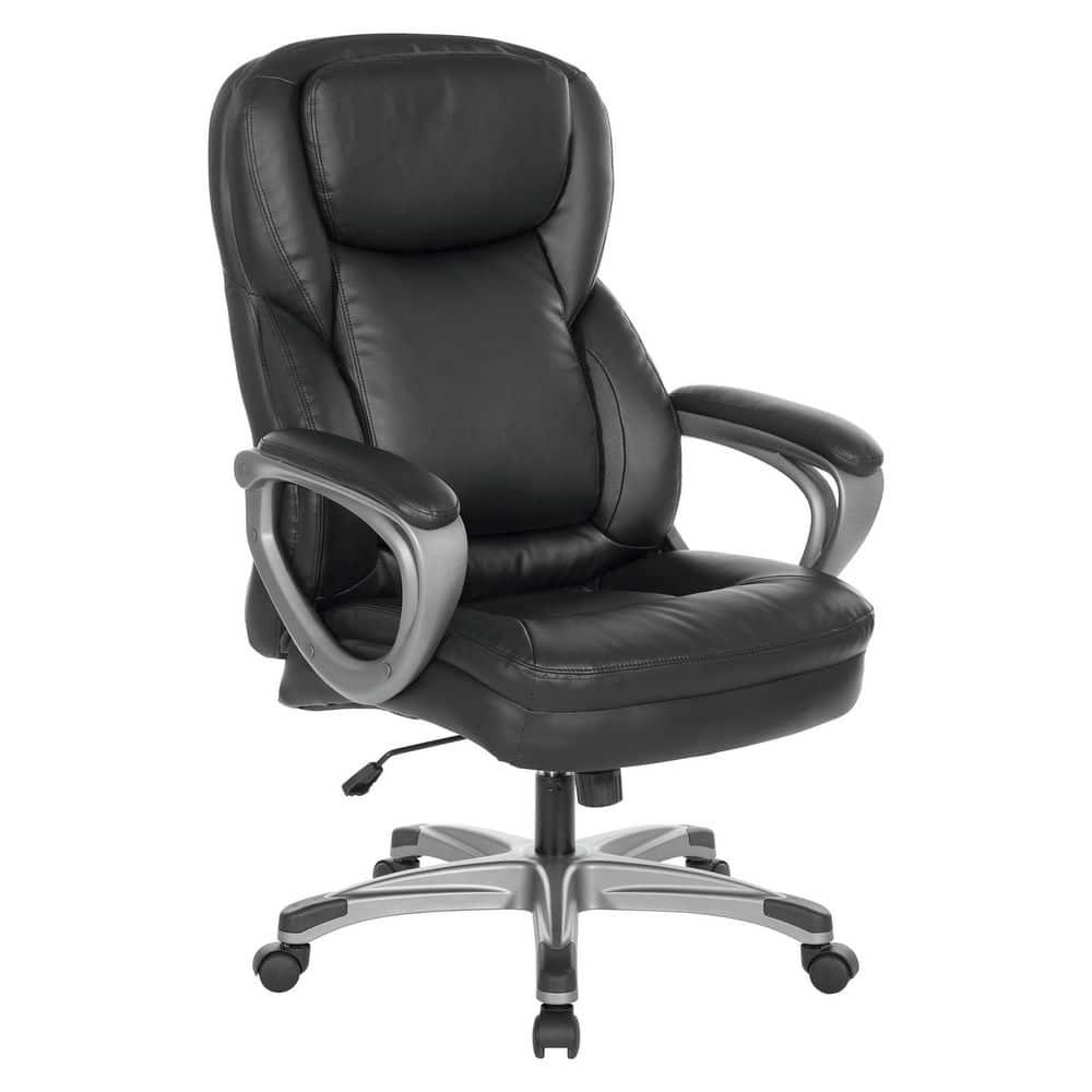 Executive Black Bonded Leather Chair with Titanium Coated Nylon Base