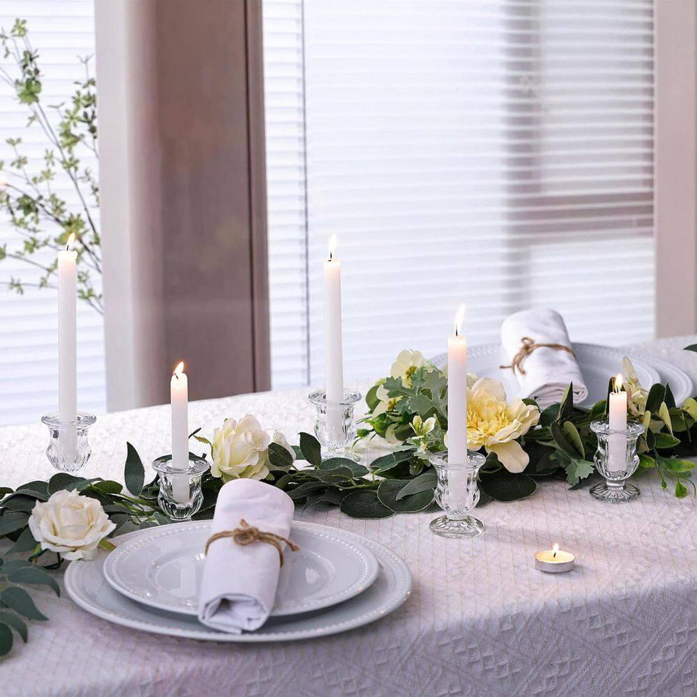 Juvale 12 Pack Clear Glass Candle Holders for Candlesticks, Taper Candles, Wedding Centerpieces, 2 x 2.3 x 2 In