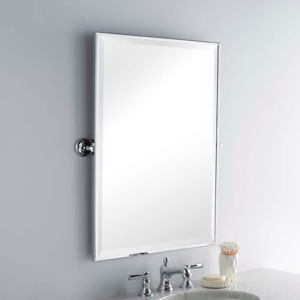Designer II Wall Mount Framed Rectangle Mirror | Pivoting and Beveled Bathroom Mirror