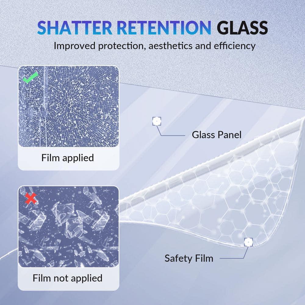 WoodBridge Frameless Single Sliding Shower Doors, 56-60" W X 62" H With 5/16" Clear Tempered Glass And Explosion-Proof Film MSDF6062-BG