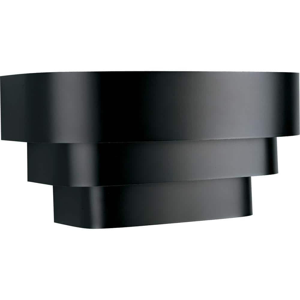 Progress Lighting, Tri-Band Louver, 1-Light Wall Sconce, Matte Black, Metal Shade, Steel, 7" W x 7" H x 14" L, 100W MED, BL