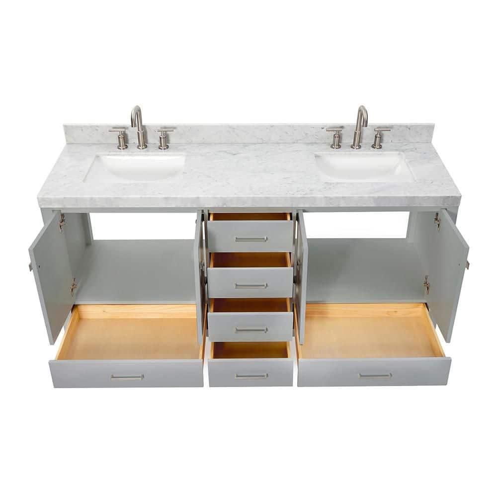 Cambridge Double Bathroom Vanity with Carrara Marble Top