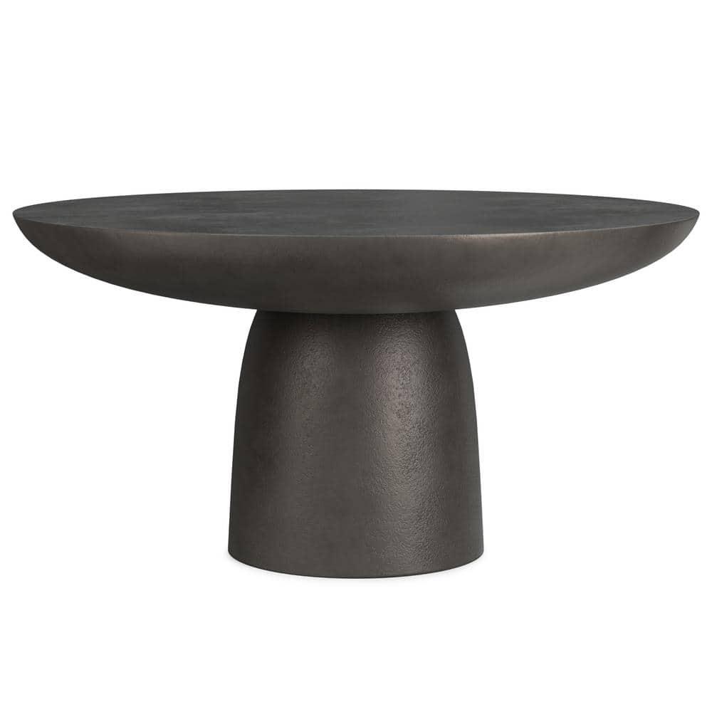Simpli Home Alexa 30"W Cast Aluminum Mid-Century Modern Round Coffee Table with Pedestal Base, Fully Assembled