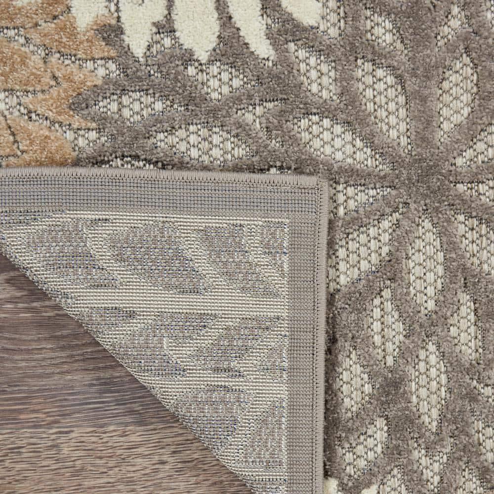 Nourison Aloha Floral Bloom Flatweave High-Low Indoor Outdoor Area Rug Natural 5'3" x 7'5"