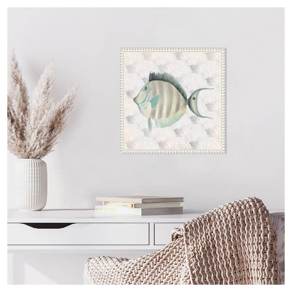 Amanti Art 16"x16" Neutral Vintage Fish I by Elizabeth Medley: Earth Tones, Wall Canvases, Polystyrene Frame