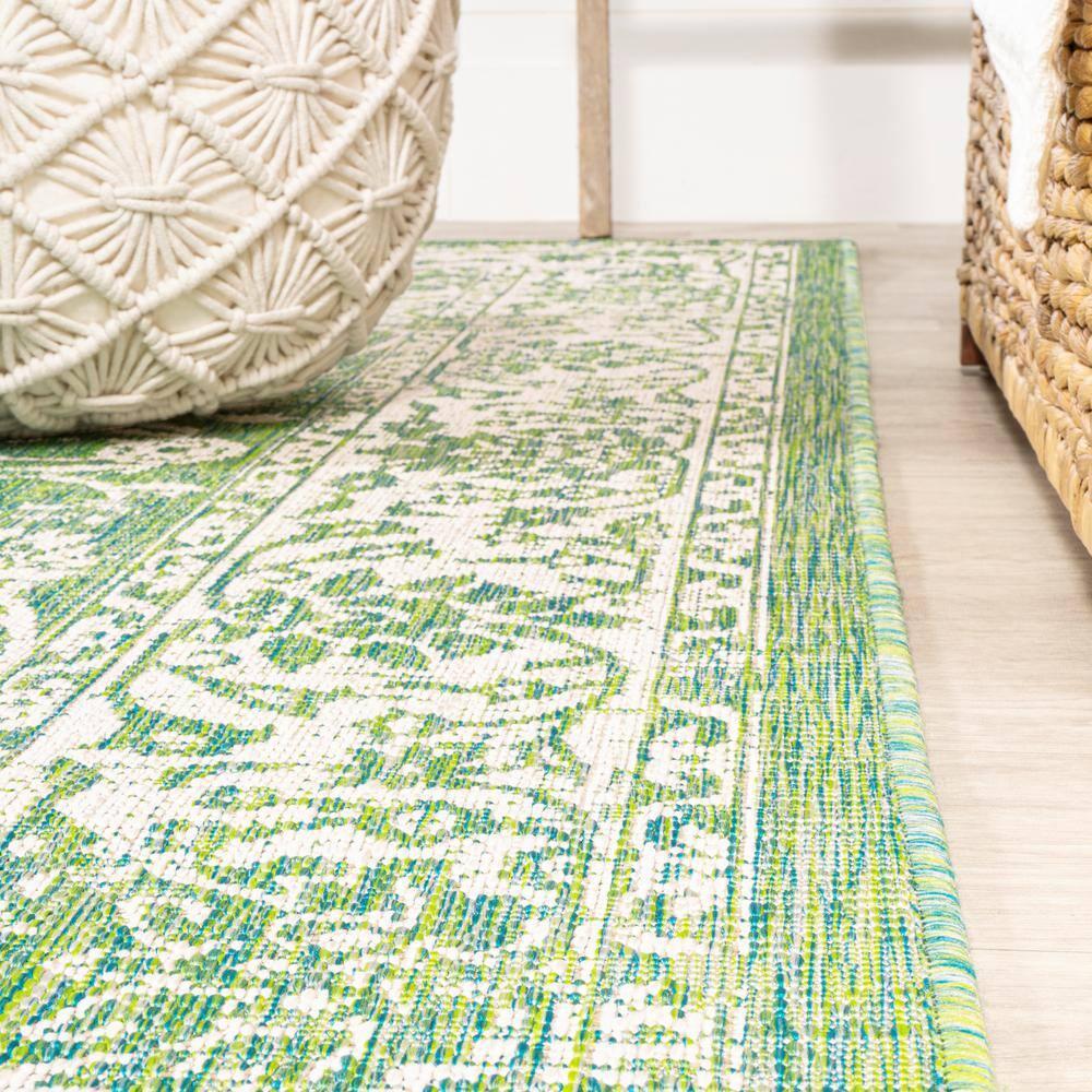 9' x 12' Tela Bohemian Textured Weave Floral Indoor/Outdoor Area Rug, Cream/Green - JONATHAN Y