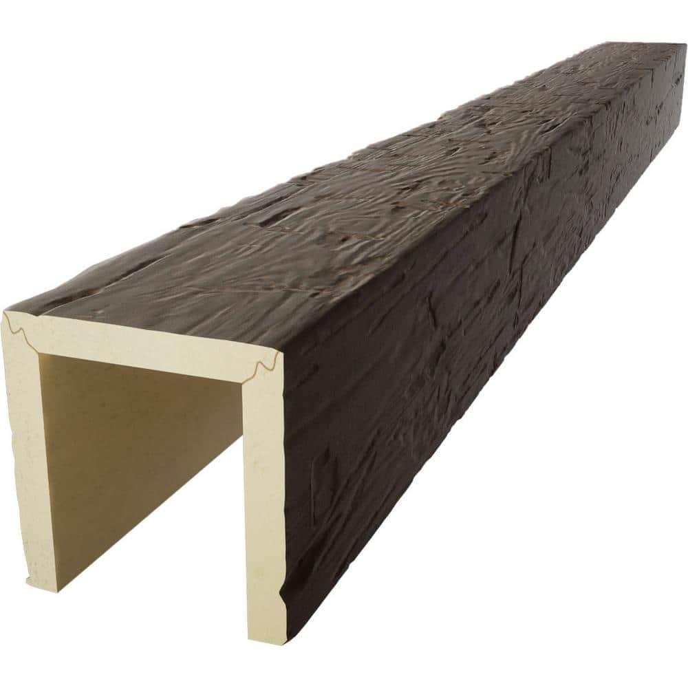 Ekena Millwork Hand Hewn Timberthane Faux Wood 3-Sided Ceiling Beam (U-beam)