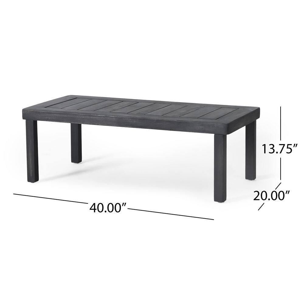 Christopher Knight Home Rabun Outdoor Acacia Wood 4 Seater Chat Set with Cushions, Dark Gray