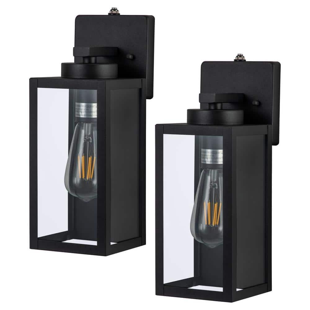 C Cattleya 2 Pack Matte Black Outdoor Wall Lights with Dusk to Dawn Sensor