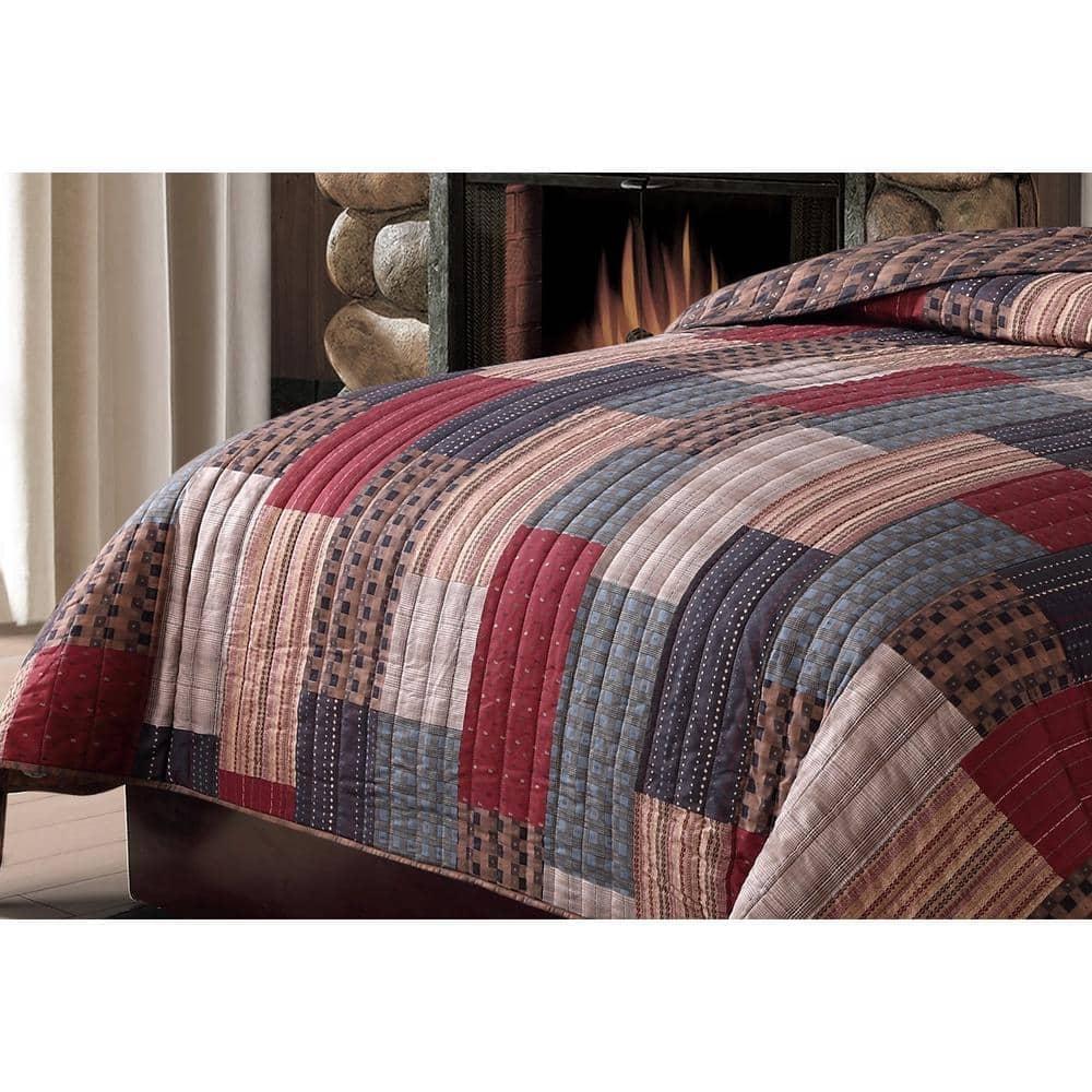 2pc Twin Gunnison Quilt Set Red/Assorted Grays - Style 212