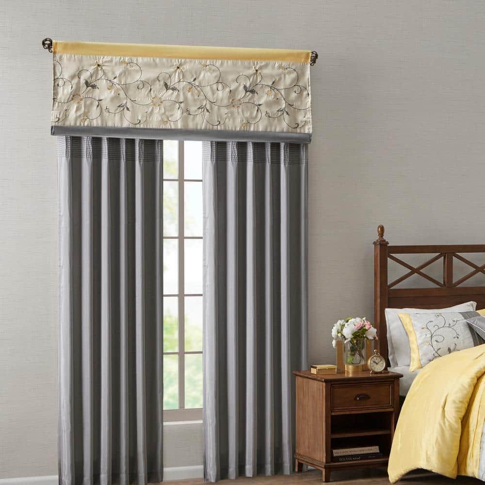 Madison Park Serene Floral Embroidered 50'' W Single Window Valance