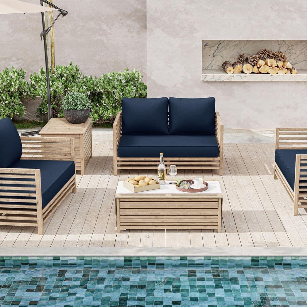 Outdoor Loveseat Cushion, Waterproof Fade & Tear Resistant Seat and Backrest Cushion Set for Patio Furniture,46x24 Inch, Navy