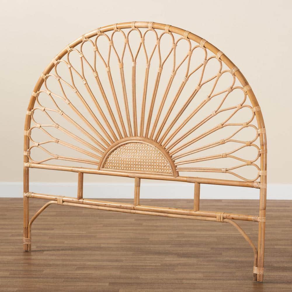 King Perenna Natural Rattan Headboard Brown - bali & pari: Boho Style, Freestanding Design