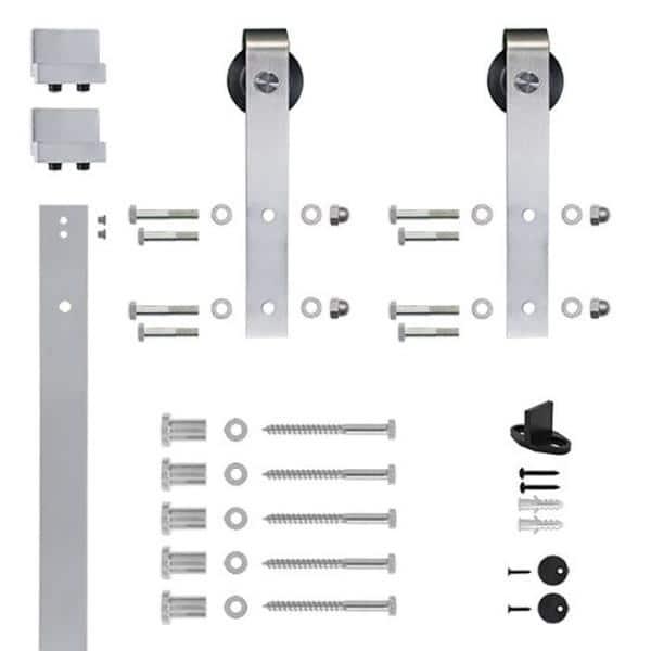 Satin Nickel Soft Close Single Barn Door Hardware Kit