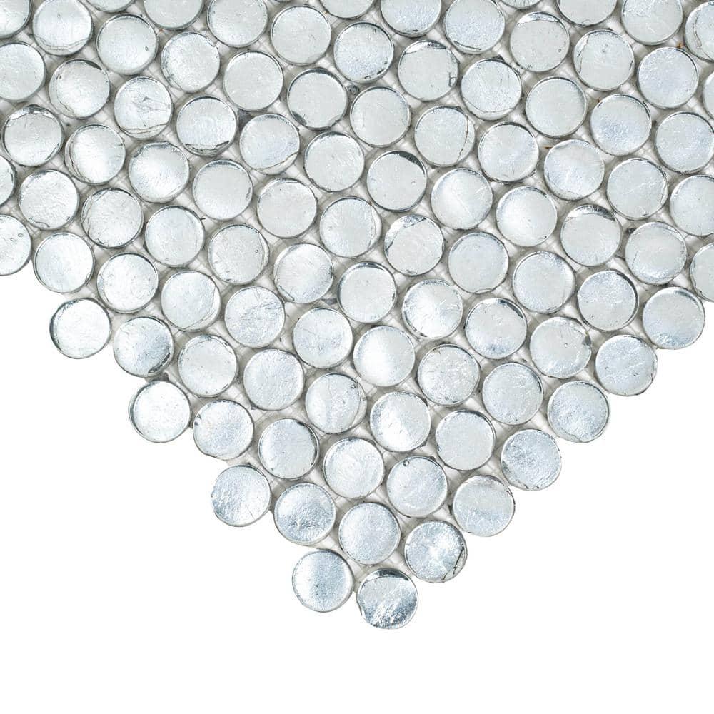 Glass Penny Round Mosaic Tile - 12.2" X 12.2" Sheet For Kitchen, Bathroom Or Wall Panel (10-Pack)