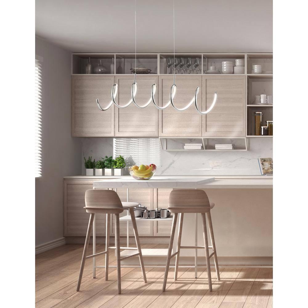 Ali 31" Dimmable Adjustable Integrated LED Metal Linear Pendant, Chrome